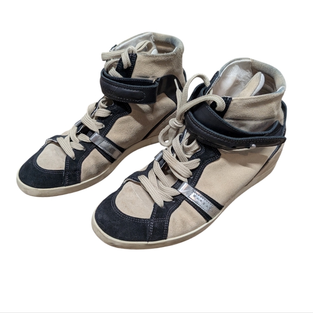 Barbara Bui Black Cream Women's High-Top Wedge Sneakers Size 38 (FR), 8 (US)